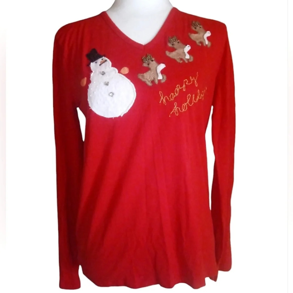 Michael Simon Event Vintage 100% Cotton Rudolph Christmas Long Sleeve Size Large